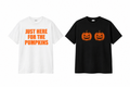 Pumpkin Season Bundle: white Just Here For The Pumpkins tee and black pumpkins tee